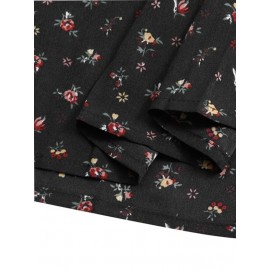 Floral Print Long Sleeves V-neck Casual Dress For Women Floral Print Long Sleeves V-neck Casual Dress For Women