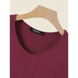 Solid V-neck Long Sleeve Casual Dress For Women Solid V-neck Long Sleeve Casual Dress For Women