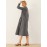 Solid Frog Button Notch Neck Long Sleeve Casual Dress