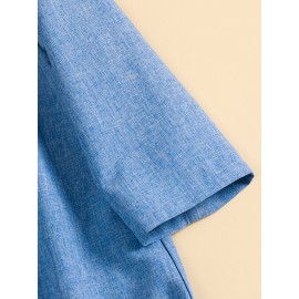 Women Plain Lapel Concealed Placket Casual Shirt Dress Women Plain Lapel Concealed Placket Casual Shirt Dress