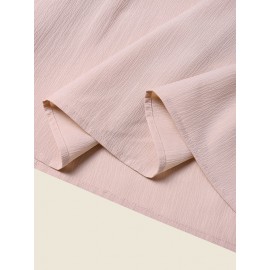 Solid Shirred Tie Front Long Sleeve Square Collar Dress Solid Shirred Tie Front Long Sleeve Square Collar Dress