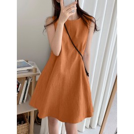 Solid Sleeveless A-Line Casual Cotton Midi Dress Solid Sleeveless A-Line Casual Cotton Midi Dress