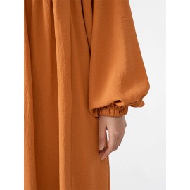 Solid Slit Tie Front Long Sleeve V-neck Casual Dress Solid Slit Tie Front Long Sleeve V-neck Casual Dress