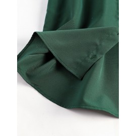 Women Solid Lapel Double Pocket Button Front Shirt Dress Women Solid Lapel Double Pocket Button Front Shirt Dress