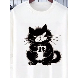 Mens Cat Graphic Crew Neck Casual Pullover Sweatshirts Winter Mens Cat Graphic Crew Neck Casual Pullover Sweatshirts Winter