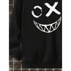 Mens Funny Smile Face Print Crew Neck Pullover Sweatshirts Winter Mens Funny Smile Face Print Crew Neck Pullover Sweatshirts Winter