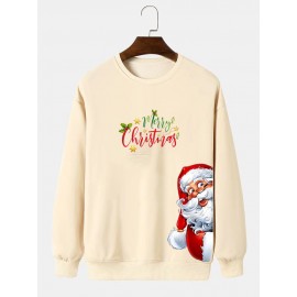 Mens Christmas Santa Claus Side Print Crew Neck Pullover Sweatshirts Winter Mens Christmas Santa Claus Side Print Crew Neck Pullover Sweatshirts Winter