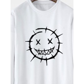 Mens Funny Smile Print Crew Neck Casual Pullover Sweatshirts Winter Mens Funny Smile Print Crew Neck Casual Pullover Sweatshirts Winter