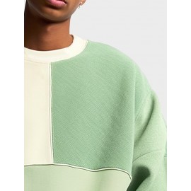 Mens Color Block Patchwork Crew Neck Loose Pullover Sweatshirts Mens Color Block Patchwork Crew Neck Loose Pullover Sweatshirts