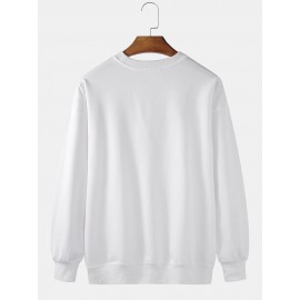 Mens Smile Cat Print Crew Neck Casual Pullover Sweatshirts Mens Smile Cat Print Crew Neck Casual Pullover Sweatshirts