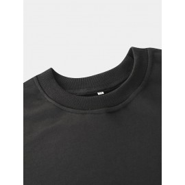 Mens Cartoon Astronaut Print Crew Neck Loose Pullover Sweatshirts Mens Cartoon Astronaut Print Crew Neck Loose Pullover Sweatshirts