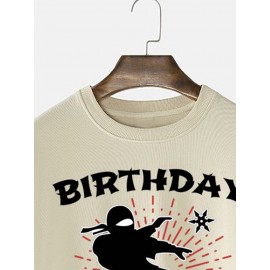 Mens Japanese Ninja Letter Print Crew Neck Pullover Sweatshirts Winter Mens Japanese Ninja Letter Print Crew Neck Pullover Sweatshirts Winter