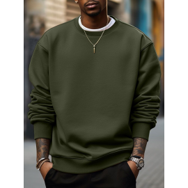 Mens Solid Crew Neck Casual Loose Pullover Sweatshirts Mens Solid Crew Neck Casual Loose Pullover Sweatshirts