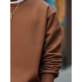 Mens Solid Crew Neck Casual Loose Pullover Sweatshirts Mens Solid Crew Neck Casual Loose Pullover Sweatshirts