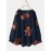 Calico Print O-neck Long Sleeve Casual Blouse For Women