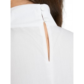 Solid Color Long Lantern Sleeve Ruffle Shirt For Women Solid Color Long Lantern Sleeve Ruffle Shirt For Women