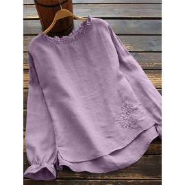 Calico Printed Ruffle Sleeve O-neck Blouse For Women Calico Printed Ruffle Sleeve O-neck Blouse For Women