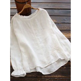 Calico Printed Ruffle Sleeve O-neck Blouse For Women Calico Printed Ruffle Sleeve O-neck Blouse For Women