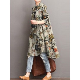 Casual Floral Print Stand Collar Long Sleeve Cotton Blouse Casual Floral Print Stand Collar Long Sleeve Cotton Blouse