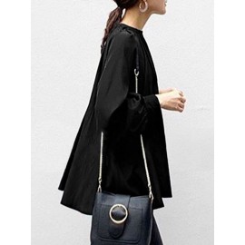 Solid Color Puff Sleeve Stand Collar Blouse Solid Color Puff Sleeve Stand Collar Blouse