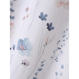 Women Floral Print Button Neck Design Short Sleeve Blouse Women Floral Print Button Neck Design Short Sleeve Blouse