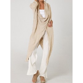 Vintage Long Sleeve Pile Collar Asymmetrical Long Blouse Vintage Long Sleeve Pile Collar Asymmetrical Long Blouse