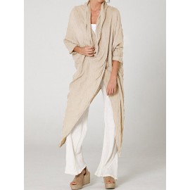 Vintage Long Sleeve Pile Collar Asymmetrical Long Blouse Vintage Long Sleeve Pile Collar Asymmetrical Long Blouse