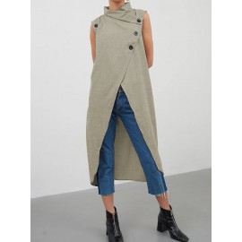 Solid Color Cross Wrap High Low Sleeveless Blouse For Women Solid Color Cross Wrap High Low Sleeveless Blouse For Women