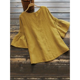 Vintage Frill Short Sleeve Solid Color Blouse Vintage Frill Short Sleeve Solid Color Blouse