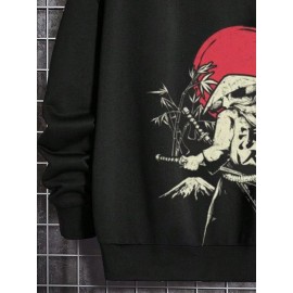 Mens Japanese Ninja Red Sun Print Long Sleeve Hoodies Winter Mens Japanese Ninja Red Sun Print Long Sleeve Hoodies Winter
