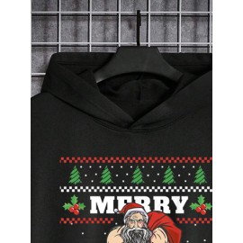 Mens Christmas Element Santa Claus Print Long Sleeve Hoodies Winter Mens Christmas Element Santa Claus Print Long Sleeve Hoodies Winter