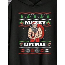 Mens Christmas Element Santa Claus Print Long Sleeve Hoodies Winter Mens Christmas Element Santa Claus Print Long Sleeve Hoodies Winter