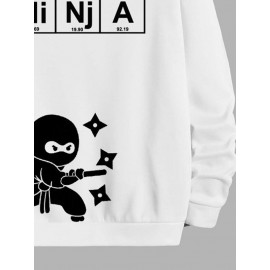 Mens Cartoon Japanese Ninja Letter Print Long Sleeve Hoodies Winter Mens Cartoon Japanese Ninja Letter Print Long Sleeve Hoodies Winter