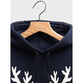 Mens Christmas Elk Snowflake Print Kangaroo Pocket Drawstring Hoodies Mens Christmas Elk Snowflake Print Kangaroo Pocket Drawstring Hoodies