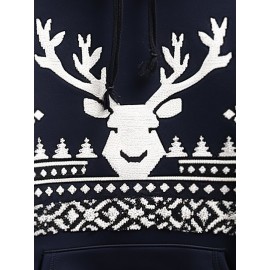 Mens Christmas Elk Snowflake Print Kangaroo Pocket Drawstring Hoodies Mens Christmas Elk Snowflake Print Kangaroo Pocket Drawstring Hoodies