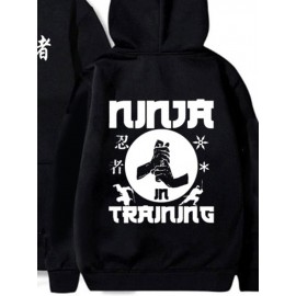 Mens Japanese Ninja Print Loose Long Sleeve Hoodies Winter Mens Japanese Ninja Print Loose Long Sleeve Hoodies Winter