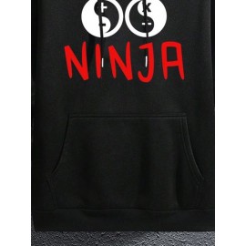 Mens Japanese Ninja Letter Print Kangaroo Pocket Drawstring Hoodies Winter Mens Japanese Ninja Letter Print Kangaroo Pocket Drawstring Hoodies Winter