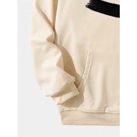 Mens Brush Smile Face Print Kangaroo Pocket Drawstring Hoodies Mens Brush Smile Face Print Kangaroo Pocket Drawstring Hoodies