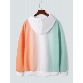 Mens Ombre Letter Print Drop Shoulder Loose Drawstring Hoodies Mens Ombre Letter Print Drop Shoulder Loose Drawstring Hoodies