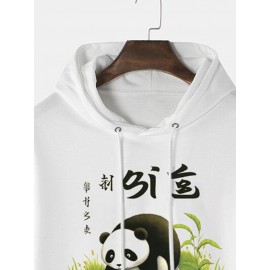 Mens Cute Panda Print Kangaroo Pocket Drawstring Hoodies Winter Mens Cute Panda Print Kangaroo Pocket Drawstring Hoodies Winter