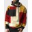 Mens Color Block Kangaroo Pocket Loose Drawstring Hoodies Winter
