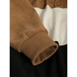 Mens Smile Embroidered Color Block Patchwork Quarter Button Corduroy Hoodies Winter Mens Smile Embroidered Color Block Patchwork Quarter Button Corduroy Hoodies Winter