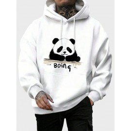 Mens Cartoon Panda Letter Print Kangaroo Pocket Drawstring Hoodies Winter Mens Cartoon Panda Letter Print Kangaroo Pocket Drawstring Hoodies Winter