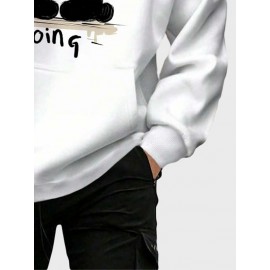 Mens Cartoon Panda Letter Print Kangaroo Pocket Drawstring Hoodies Winter Mens Cartoon Panda Letter Print Kangaroo Pocket Drawstring Hoodies Winter