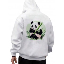 Mens Panda Bamboo Back Print Long Sleeve Loose Hoodies Winter Mens Panda Bamboo Back Print Long Sleeve Loose Hoodies Winter