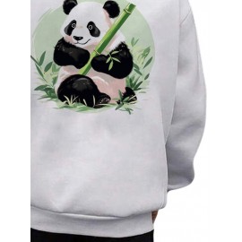 Mens Panda Bamboo Back Print Long Sleeve Loose Hoodies Winter Mens Panda Bamboo Back Print Long Sleeve Loose Hoodies Winter